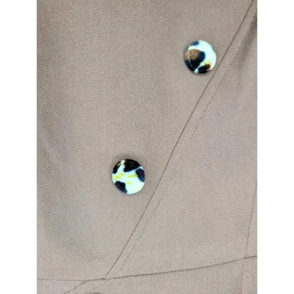 Beautiful Vintage Brown Pencil Dress Cheetah fabric buttons - Picture 5 of 9